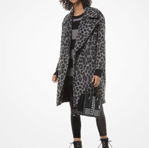 Michael Michael Kors leopard jacquard cocoon coat size Large